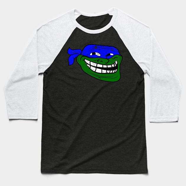 Ninja Trolltle Blue Baseball T-Shirt by gastaocared